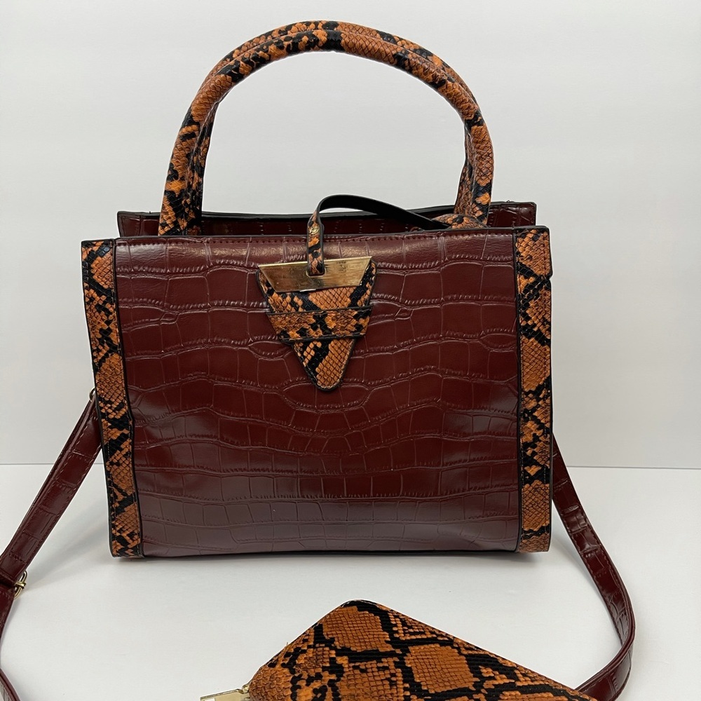 Color Block Shoulder Bag & Wallet